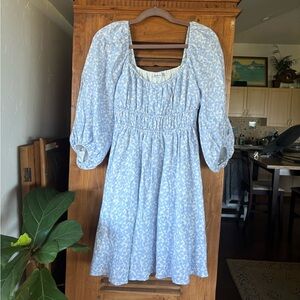Hermoza Lala Cinched Mini Dress (blue floral)